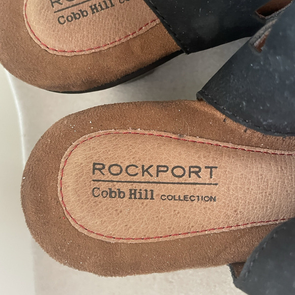 Rockport Gladiator Sandals Women 8 W Black Cobb Hill Leather Upper Suede Lace Up - Picture 4 of 10